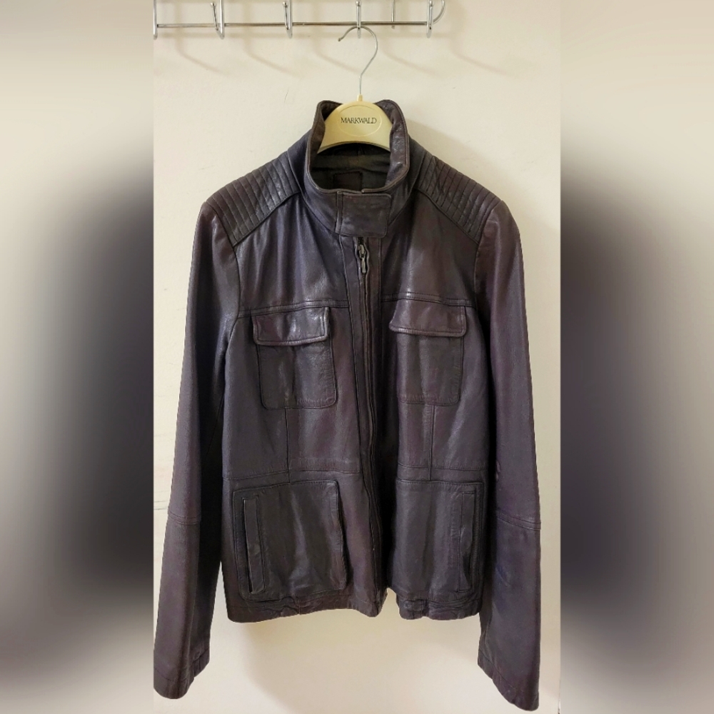 Gap Women's leather jacket. Size L, eggplant color
